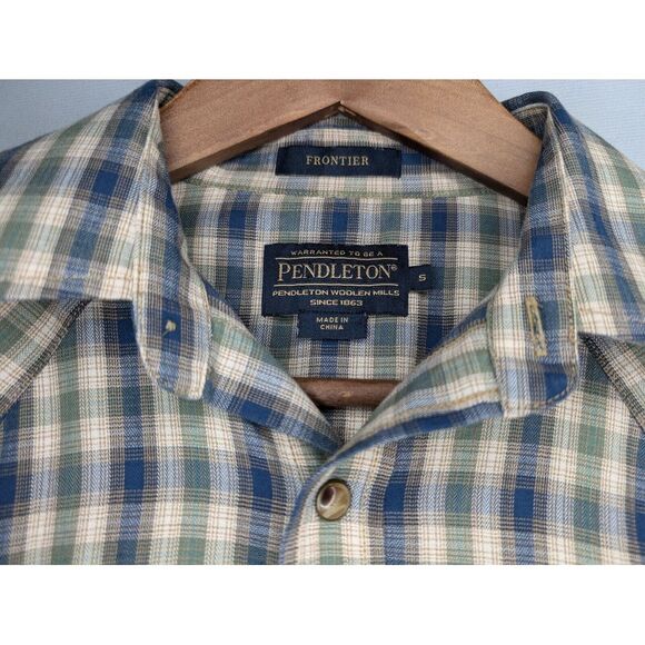 Pendleton Frontier Long Sleeve‎ Snap Button Shirt Men's Small Blue/ Green - Picture 6 of 15